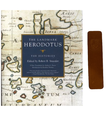 Herodotus + Leather Bookmark